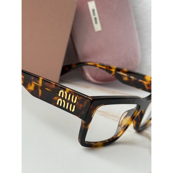 NEW Miu Miu MU02XV Havana Brown Gold Eyeglasses Frames